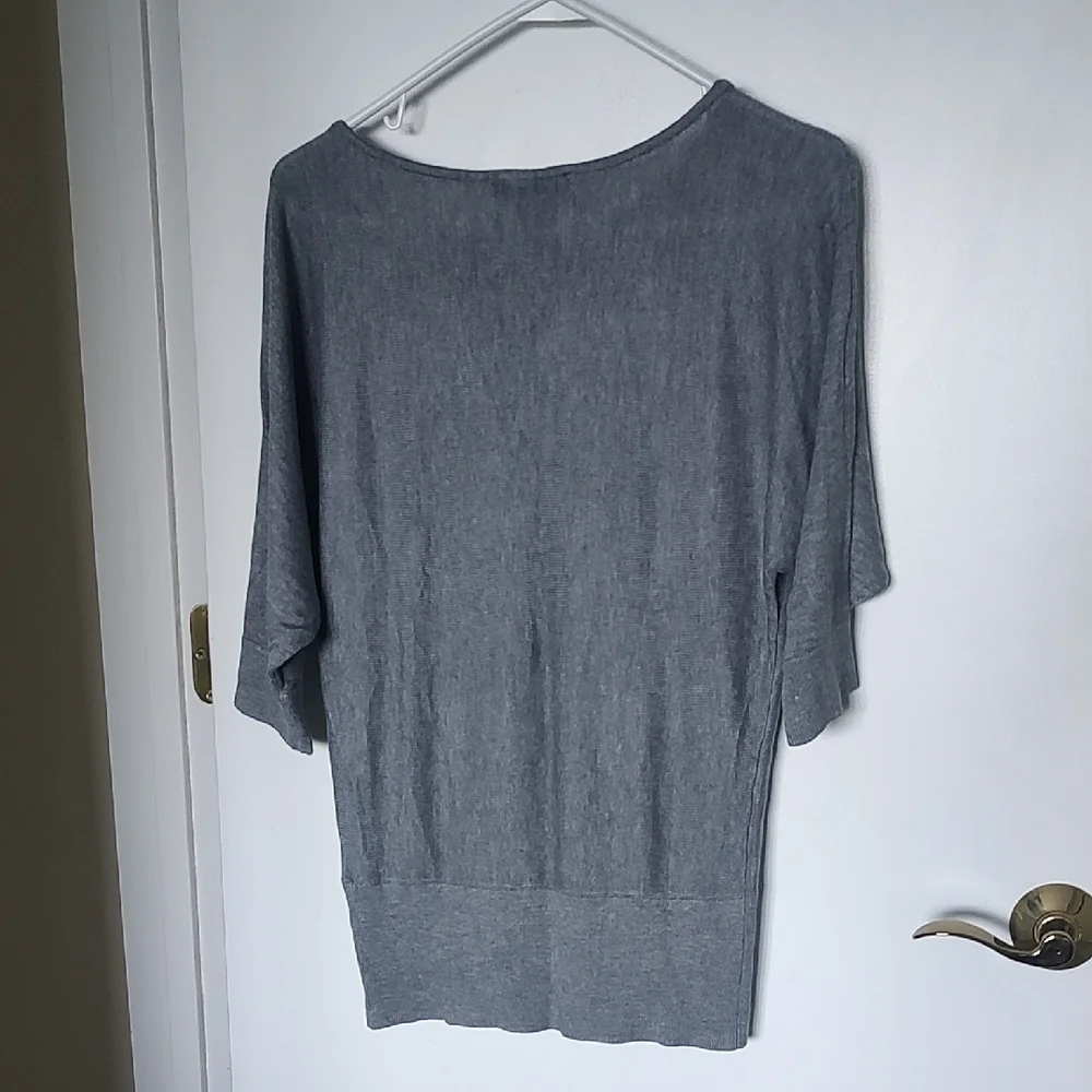 White House Black Market Gray Top with Black Cat Design
